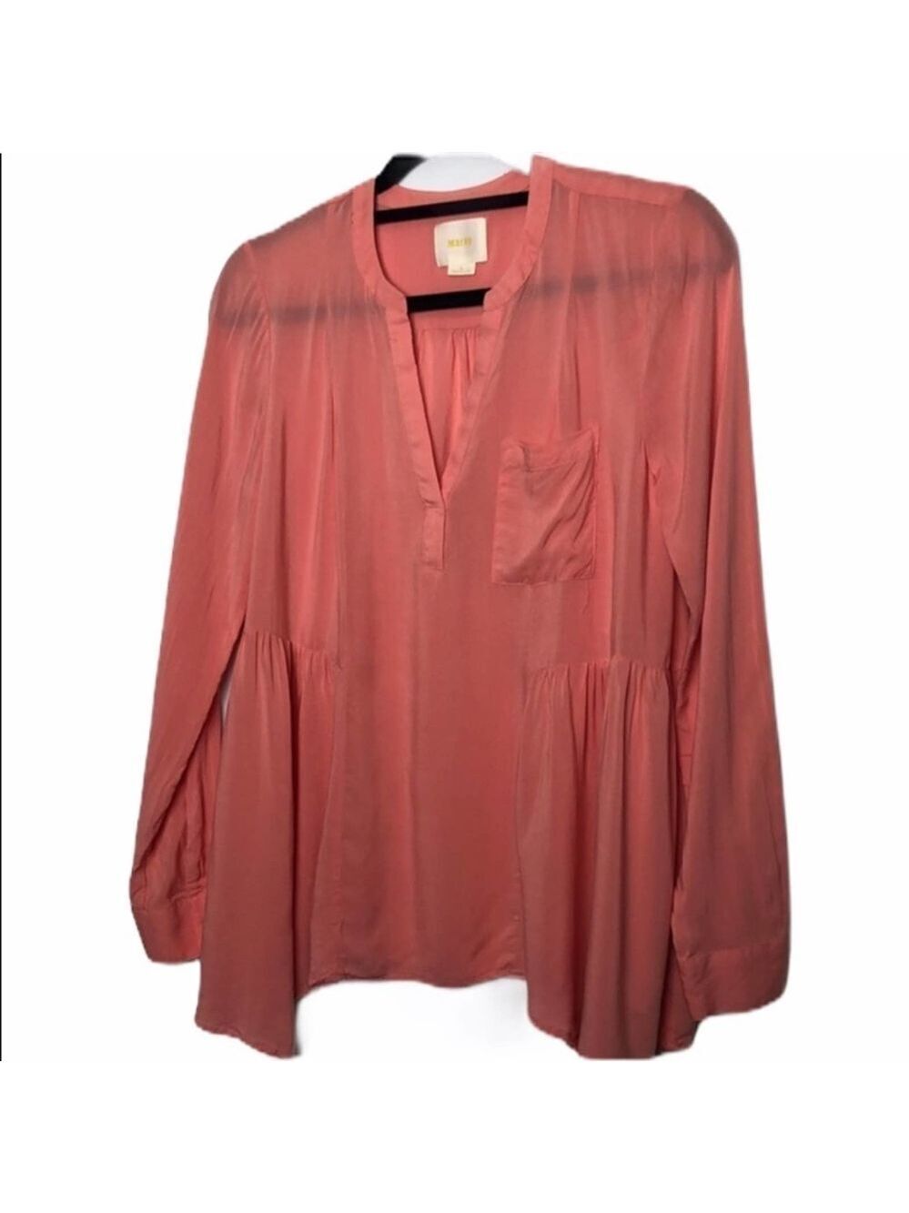 Anthropologie ruffled side split neck top SZ 6